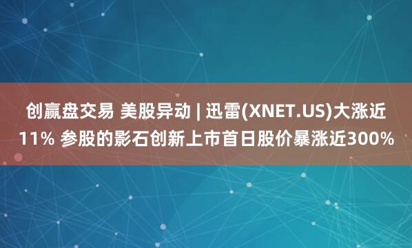 创赢盘交易 美股异动 | 迅雷(XNET.US)大涨近11% 参股的影石创新上市首日股价暴涨近300%