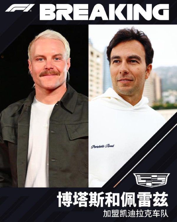 恒瑞行配资 无周冠宇！凯迪拉克F1车队官方：佩雷兹、博塔斯担任2026赛季车手